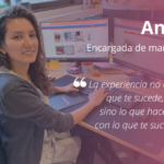 Community manager, Angie, trabajando en la oficina