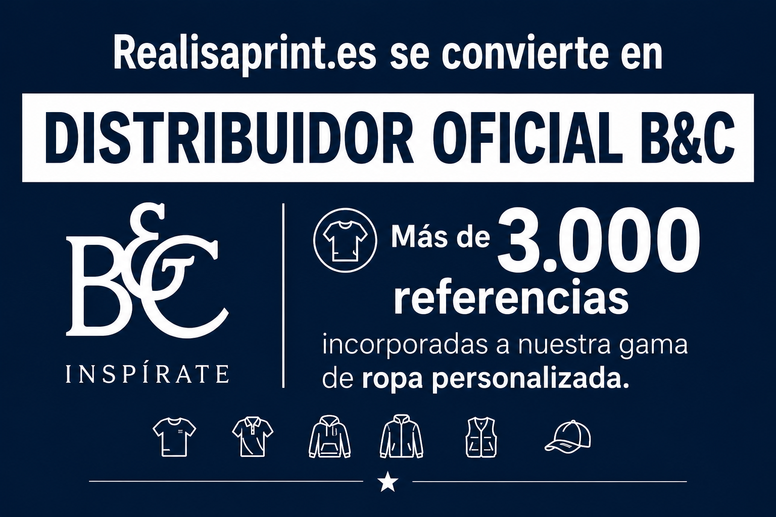 Realisaprint.es, distribuidor oficial de B&C Collection con más de 3.000 referencias